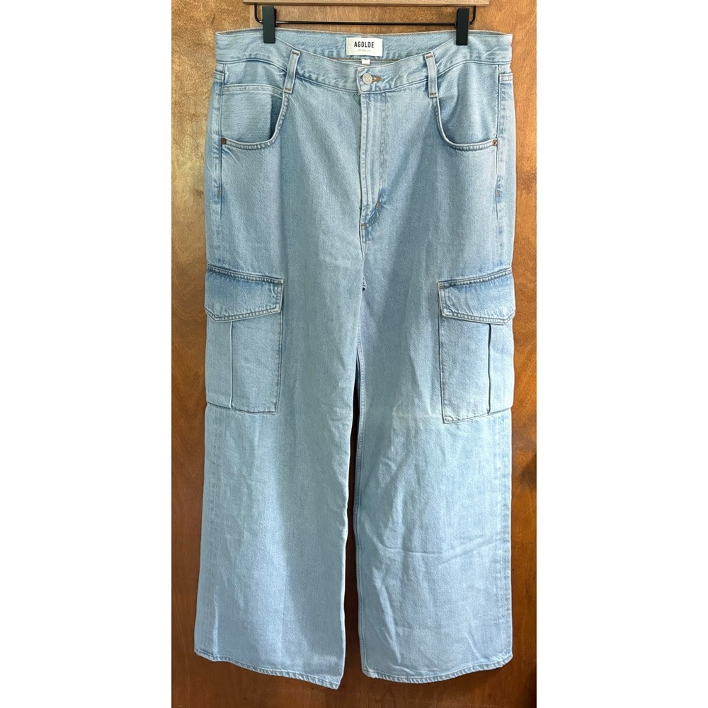 Agolde Minka Denim Cargo Jeans Wide Leg Pants High Rise Baggy 31 Y2K Mcbling Mod